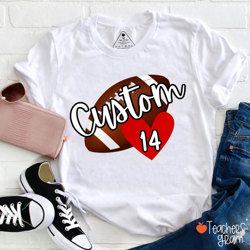 Personalized Mascot And Sport Love Heart Game Day Teacher T-Shirt