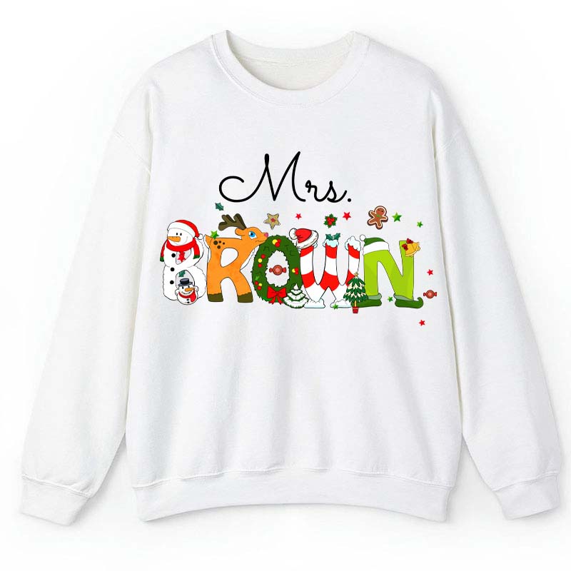 Personalized Christmas Style Teacher Sweatshirt