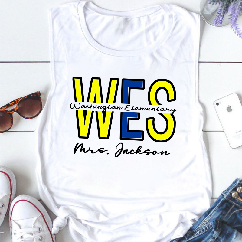 Personalized School Name Abbreviation School Color Teacher Tank Top