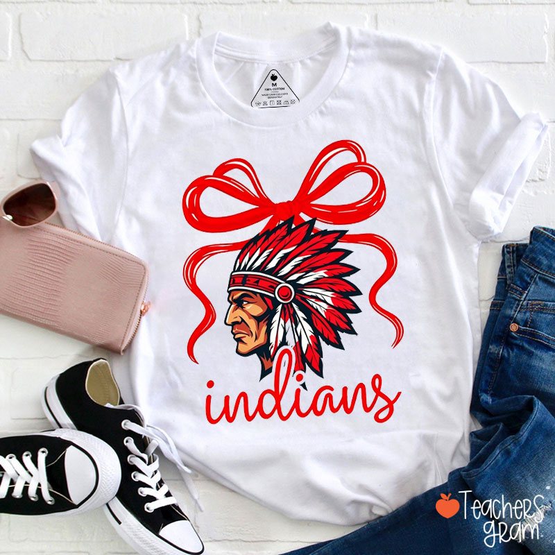 Personalized Mascot Big Bow School Spirit Teacher T-Shirt