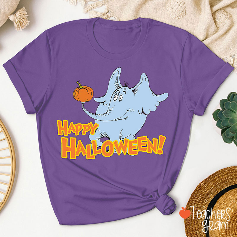 Happy Halloween With Elephant Teacher T-Shirt