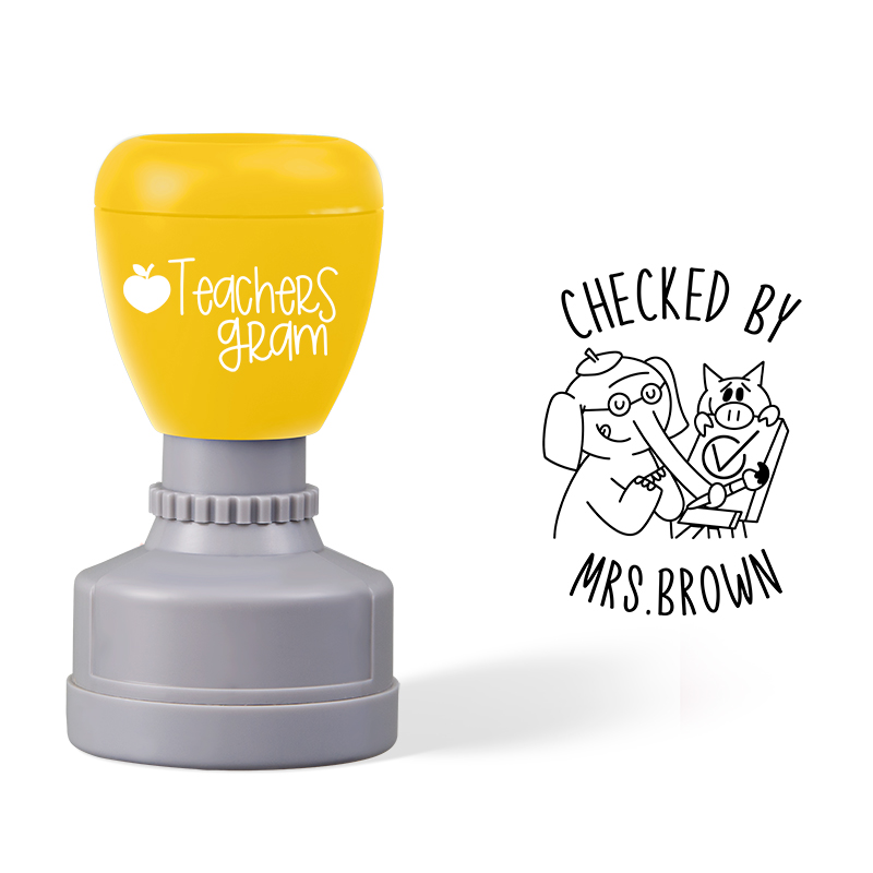 Personalized Name Checked By Teacher Stamp