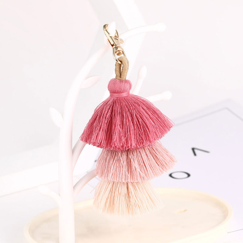 Bohemian Ethnic Style Three Layer Tassel Keychain（Four Styles Sent Randomly）
