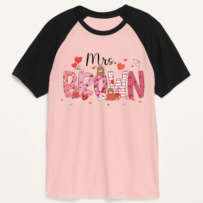 Personalized Show My Love Teacher Raglan T-Shirt