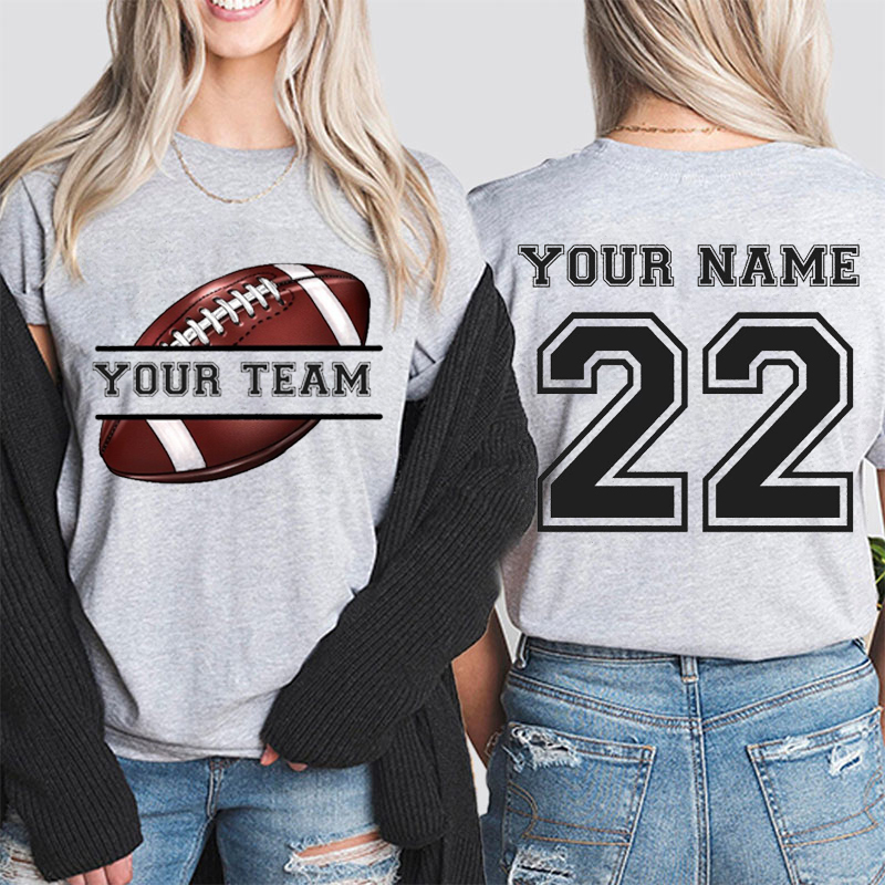 Personalized Mascot Sport Name And Number Game Day Teacher Two Sided T-Shirt