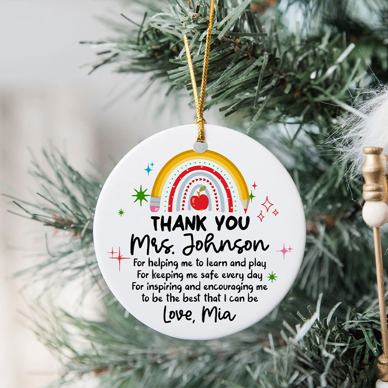 Personalized Teacher Appreciation Teacher Ceramic Christmas Ornament