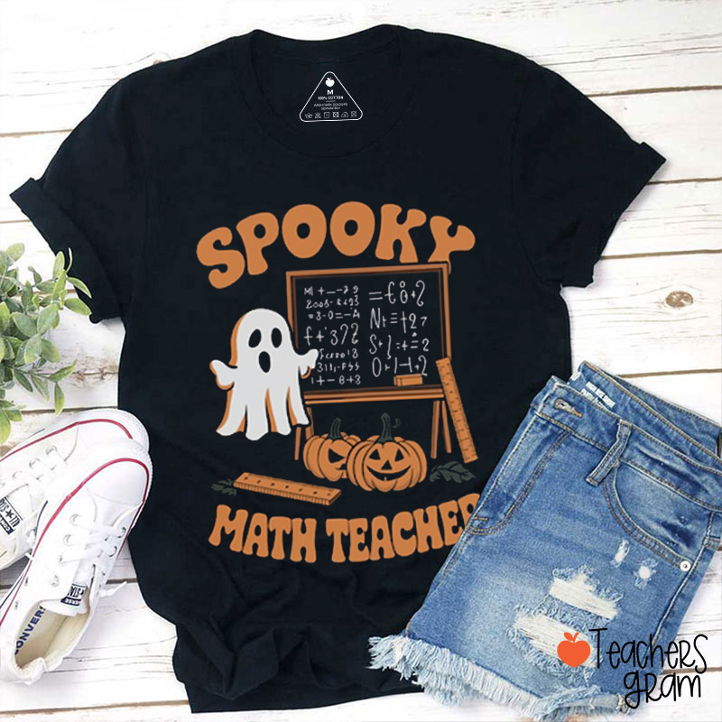 Ghost Pumpkin Spooky Math Teacher T-Shirt