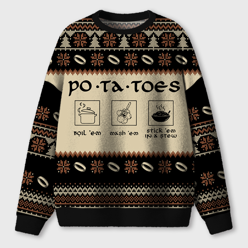 Po Ta Toes Teacher Ugly Fluffy Christmas Sweater