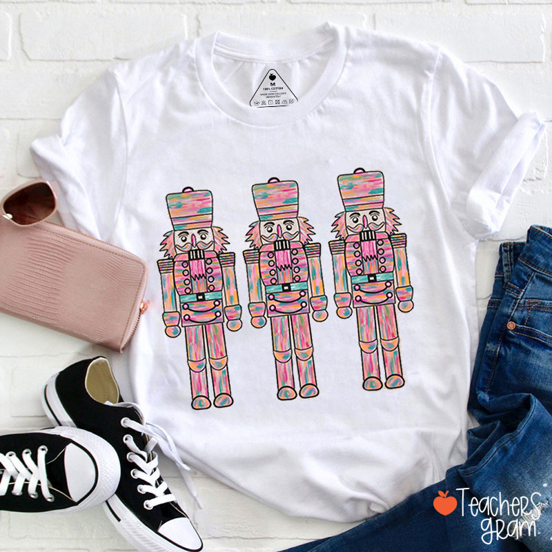 Colorful Nutcracker Soldiers Christmas Dance Teacher T-Shirt