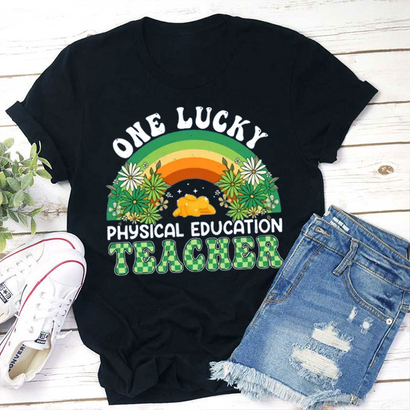 Personalized Rainbow One Lucky Teacher T-Shirt