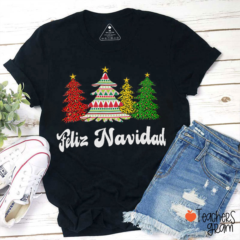 Feliz Navidad Mexican Style Christmas Tree Spanish Teacher T-Shirt