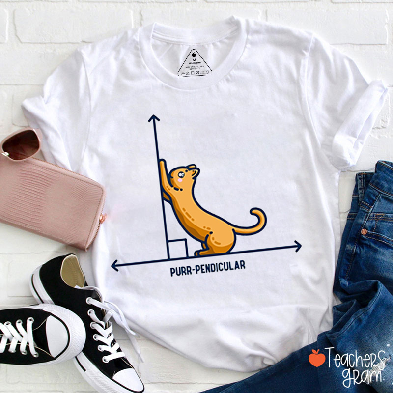 Purr Perpendicular Math Teacher T-Shirt