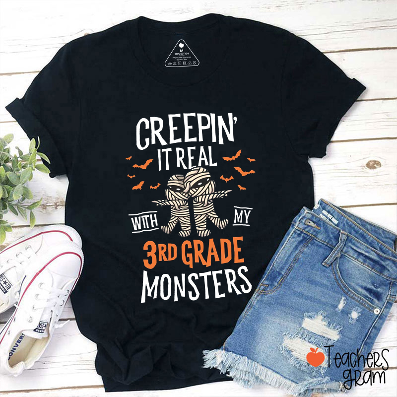 Personalized Grade Creepin' It Real Teacher T-Shirt