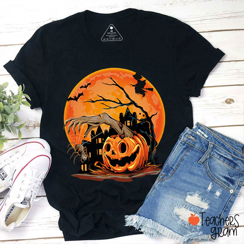 Halloween Scary Pumpkin Teacher T-Shirt