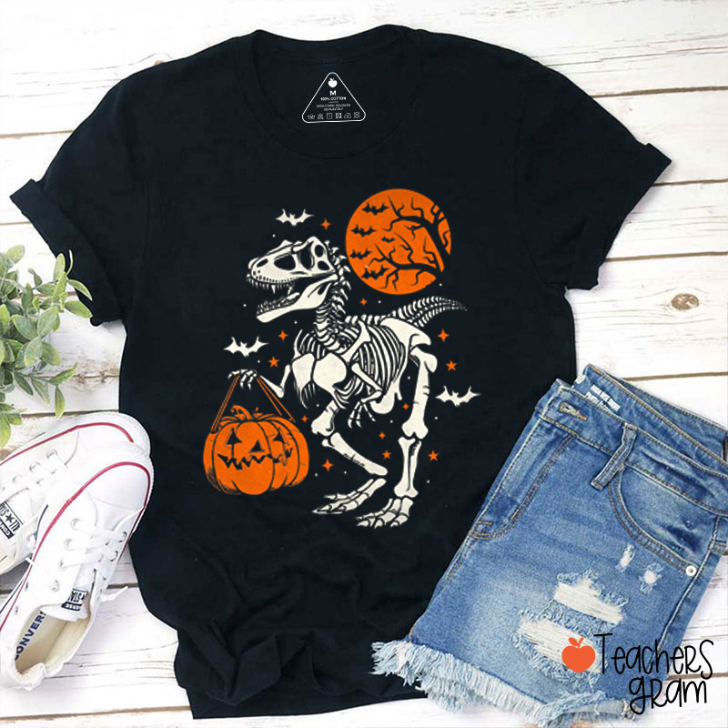 Dinosaur Pumpkin Teacher T-Shirt