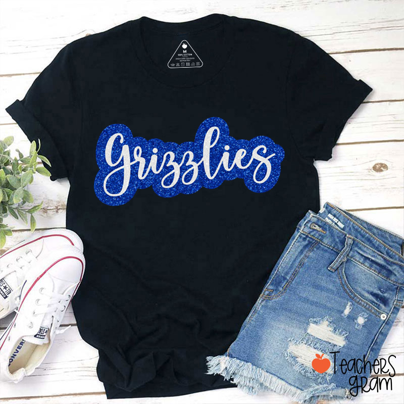 Personalized Mascot Imitation Glitter Teacher T-Shirt