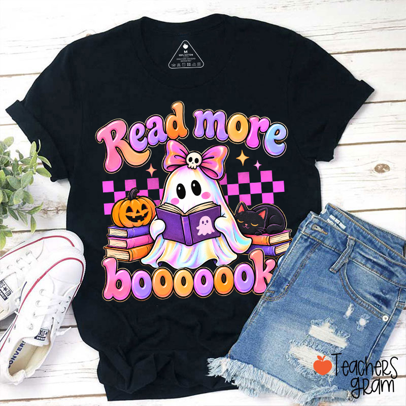 Cute Ghost Read More Boooook Ghost Teacher T-Shirt