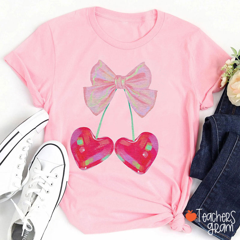 Heart Cherry Candy Valentine Teacher T-Shirt