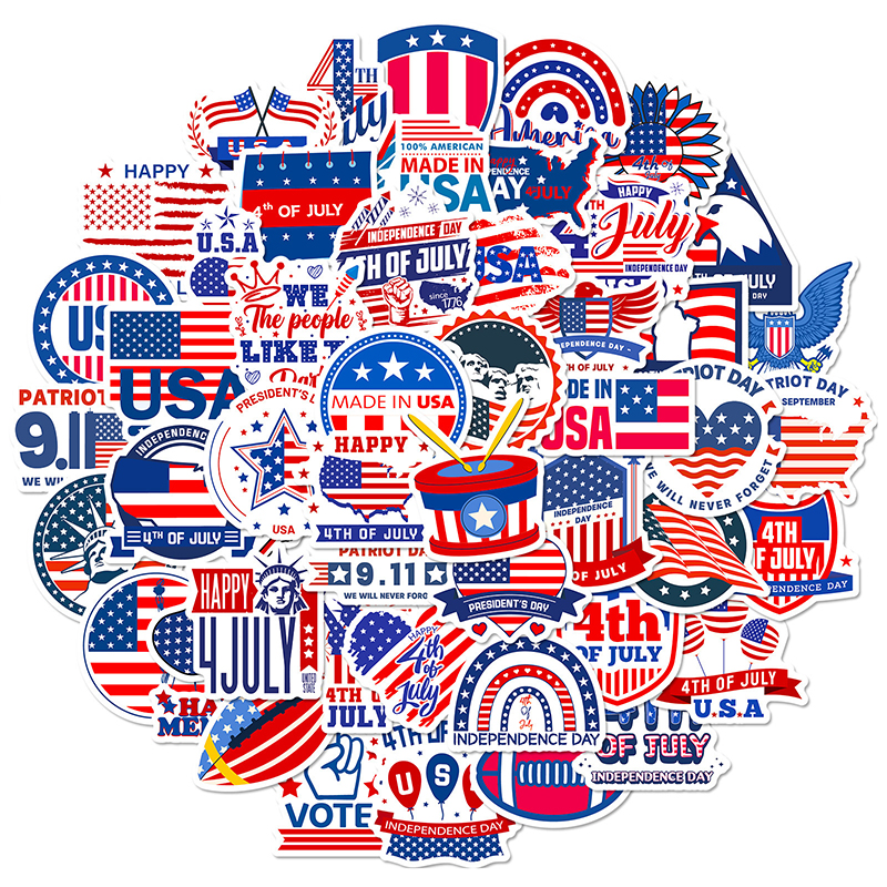 50 PCS Stars And Stripes Independence Day Teacher Stickers