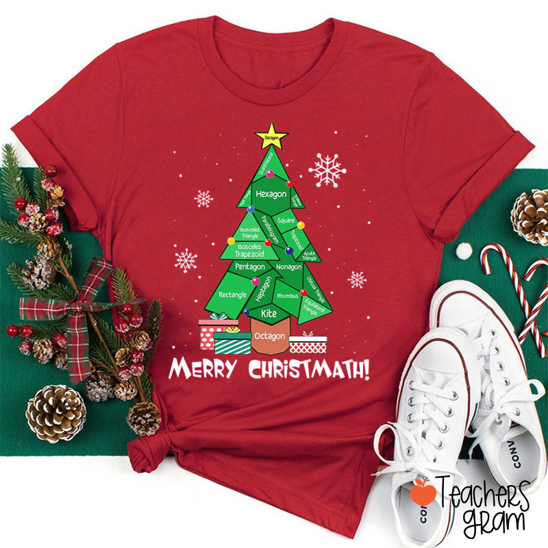 Merry Christmath Funny Christmas Tree Teacher T-Shirt