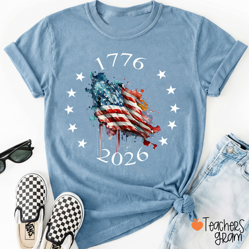 American Flag 250th Independence Teacher T-Shirt