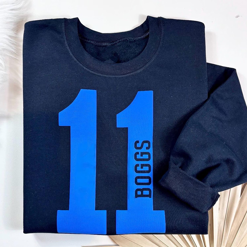 Personalized Vertical Name Sport Number Teacher Sweatshirt