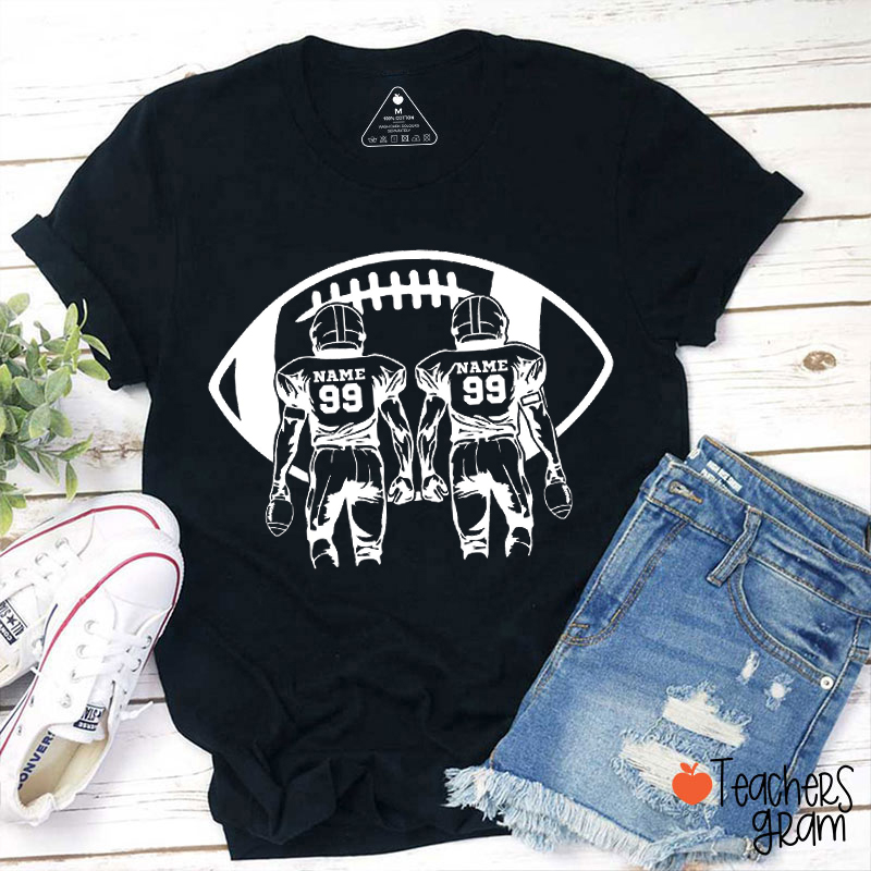Personalized Football Two Players Game Day Teacher T-Shirt