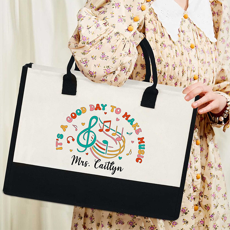 Personalized It's A Good Day To Make Music Music Melody Teacher Cotton Tote Bag