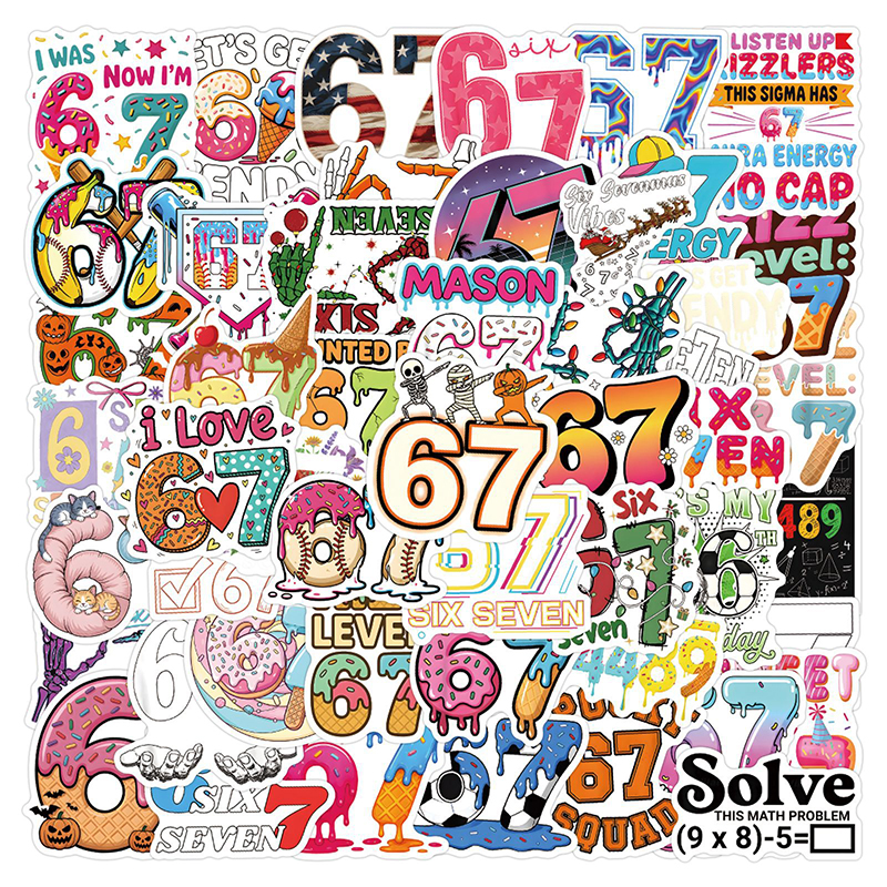 50 PCS Trendy Six Seven Meme Christmas Teacher Stickers