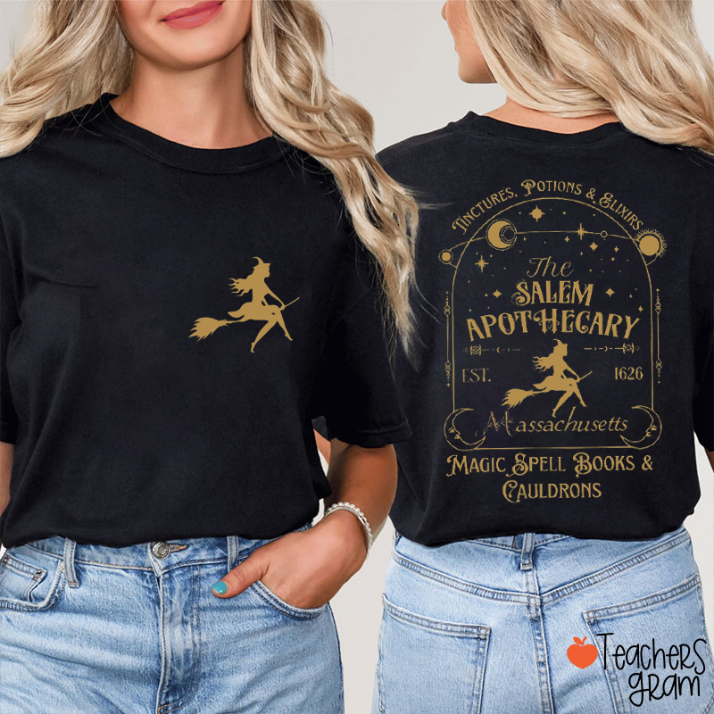 Magic Spell Books And Cauldrons Teacher Two Sided T-Shirt