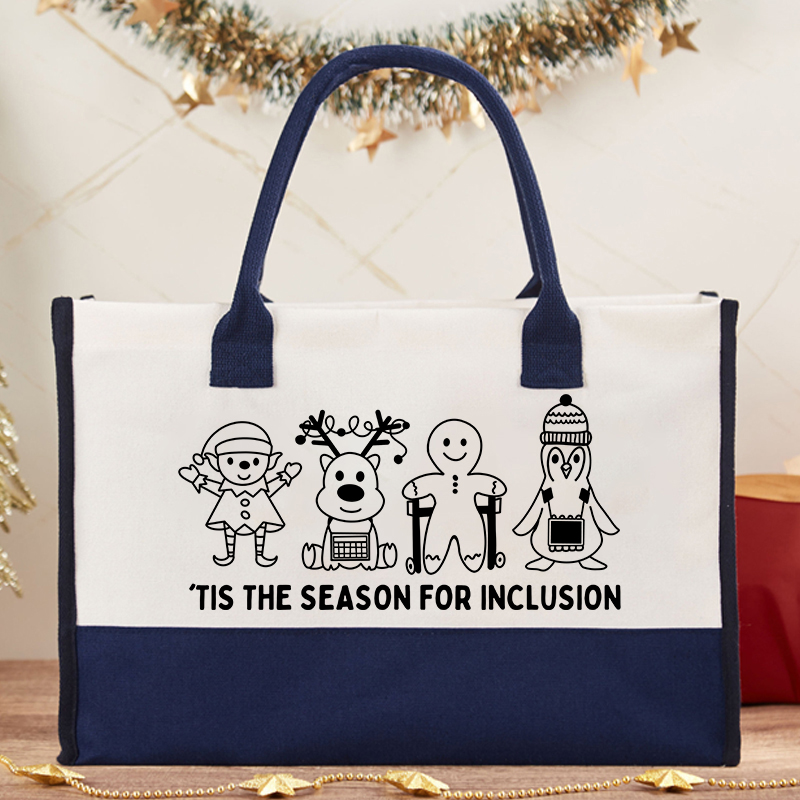Tis The Season For Inclusion Teacher Cotton Tote Bag