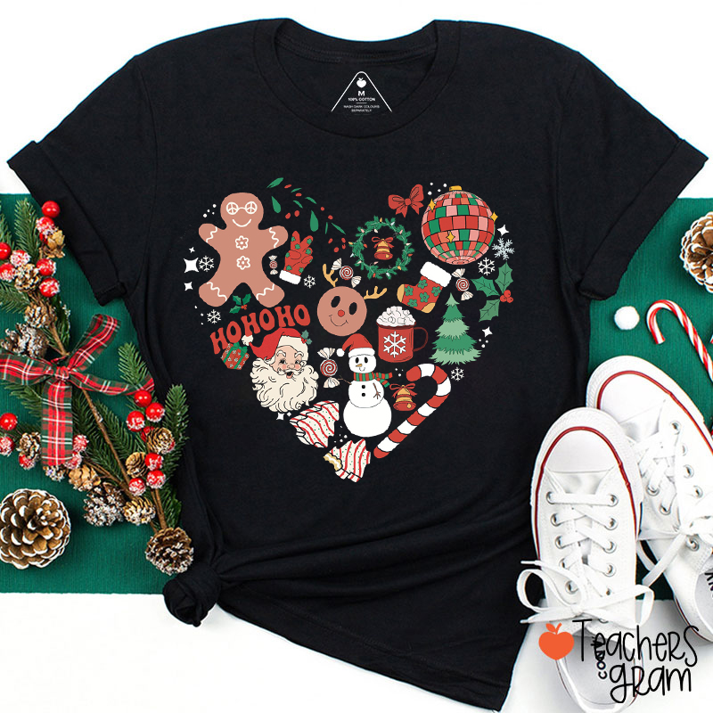 Christmas Heart Teacher T-Shirt