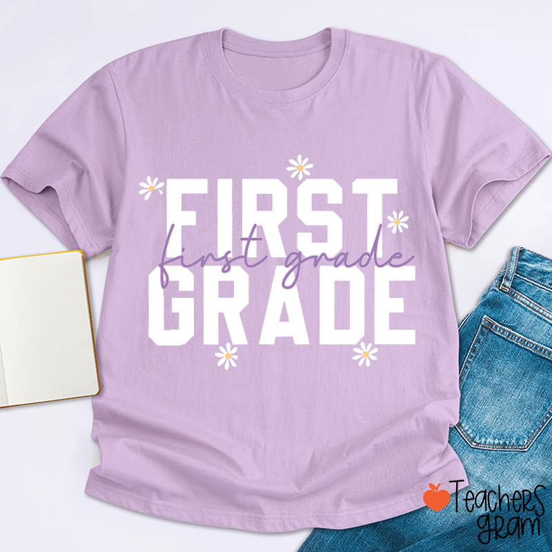 Personalized Grade Daisy Teacher T-Shirt