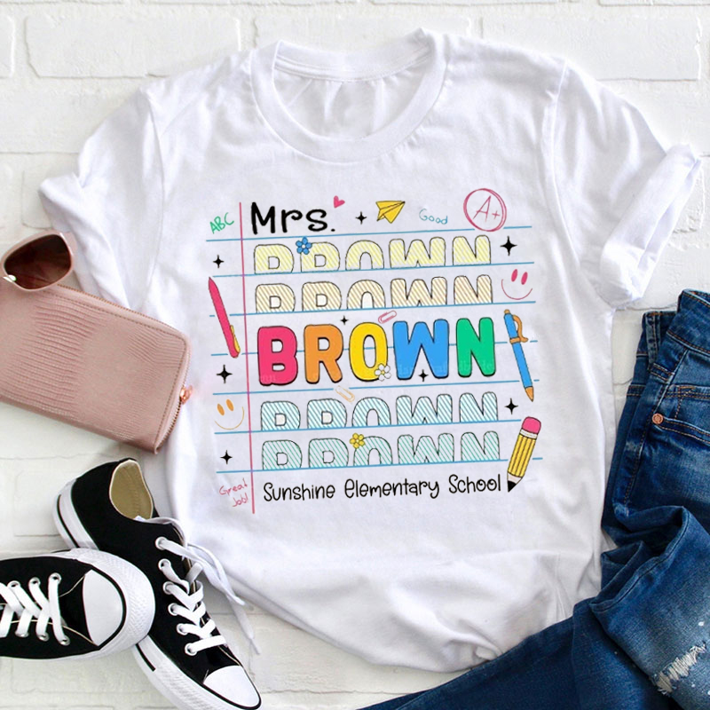 Personalized Cute Stacked Letters Name Teacher T-Shirt