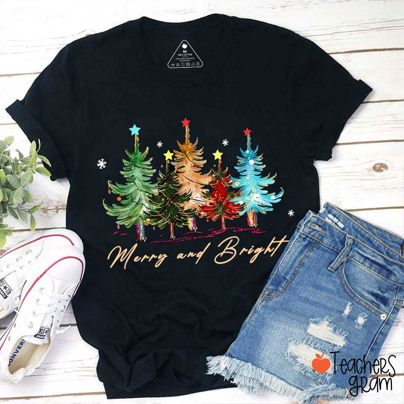 Merry And Bright Teacher T-Shirt