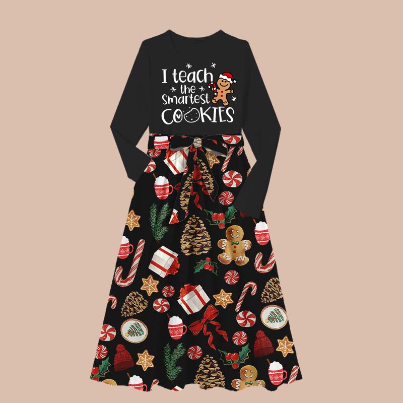 Christmas I Teach The Smartest Cookies Teacher Long-Sleeved One Piece Dress