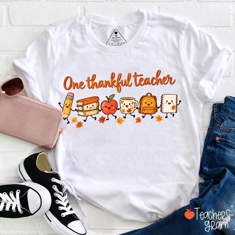 One Thankful Teacher Fall School Character Teacher T-Shirt