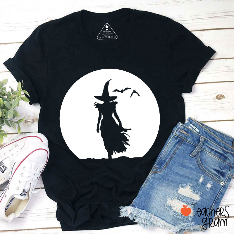 Witch Bat Halloween Teacher T-Shirt