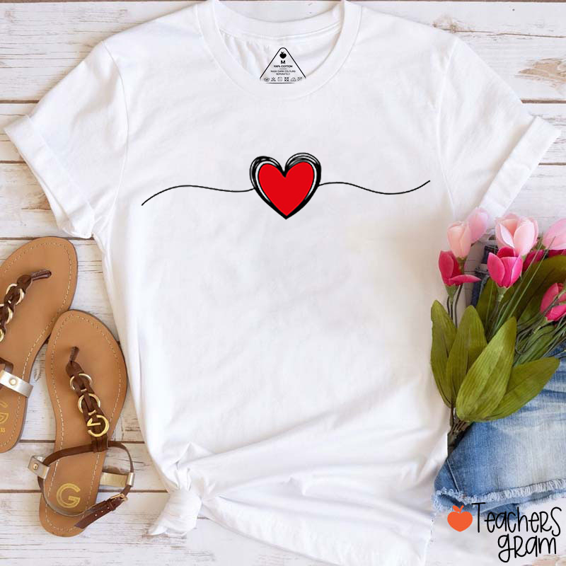 Heartbeat Valentine's Day Teacher T-Shirt