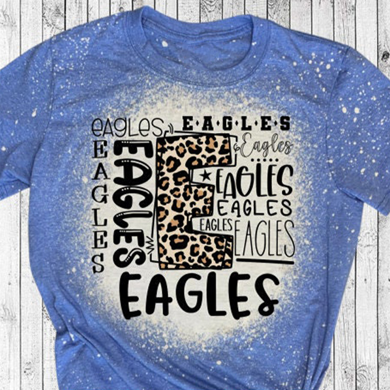 Personalized Leopard Mascot Typography Bleached Teacher Printed T-Shirt