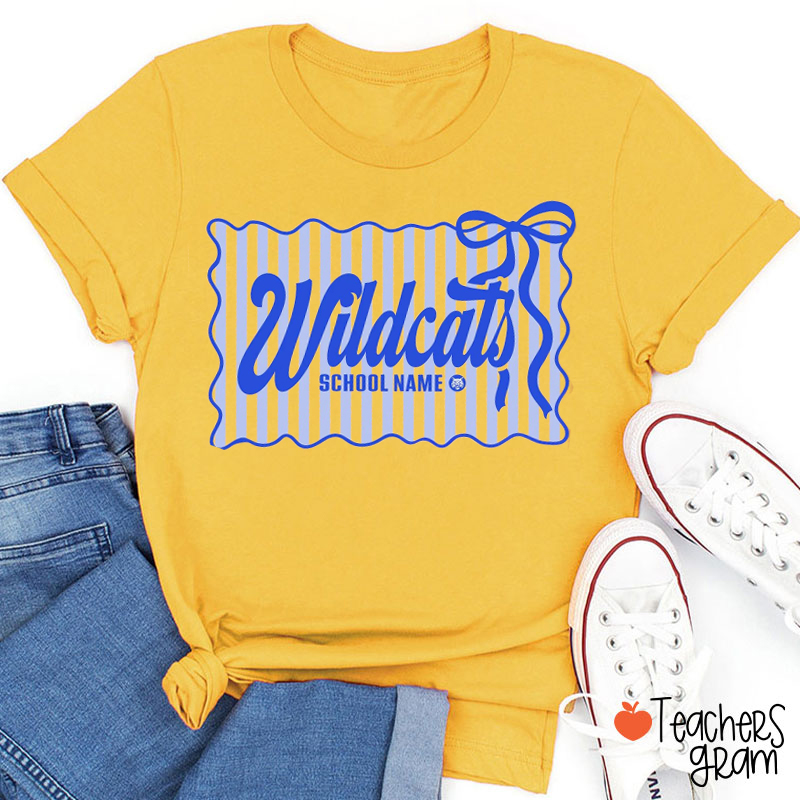 Personalized Retro Stripe Cheer Team Teacher T-Shirt