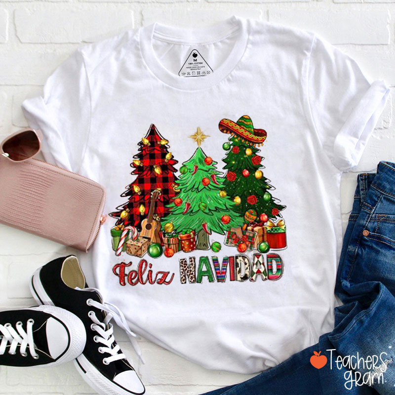Feliz Navidad Arbol De Spanish Teacher T-Shirt