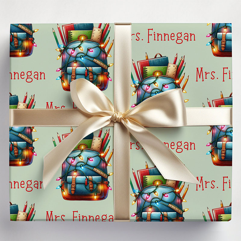 Personalized 5 Sheets Of Lanterns And Schoolbags Wrapping Paper