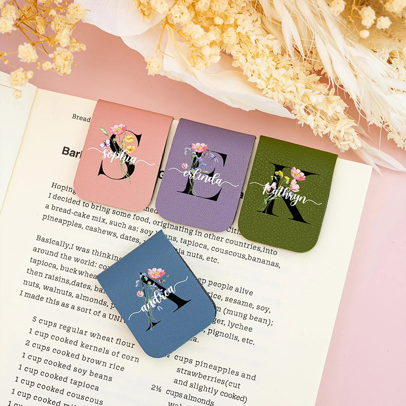 Personalized Floral Initial Teacher Magnetic Bookmark