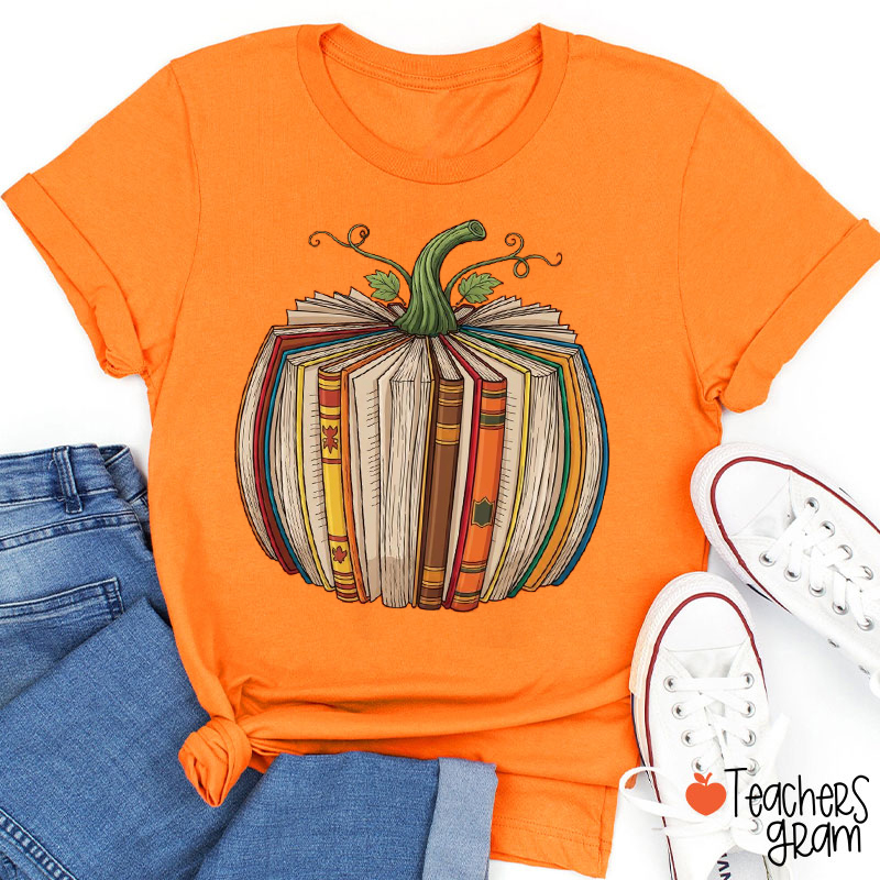 Book Pumpkin Teacher T-Shirt