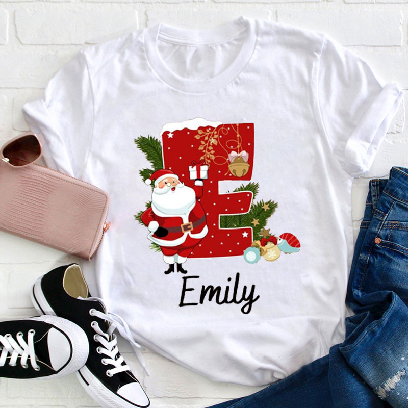Personalized Name Ho Ho Ho Christmas Teacher T-Shirt