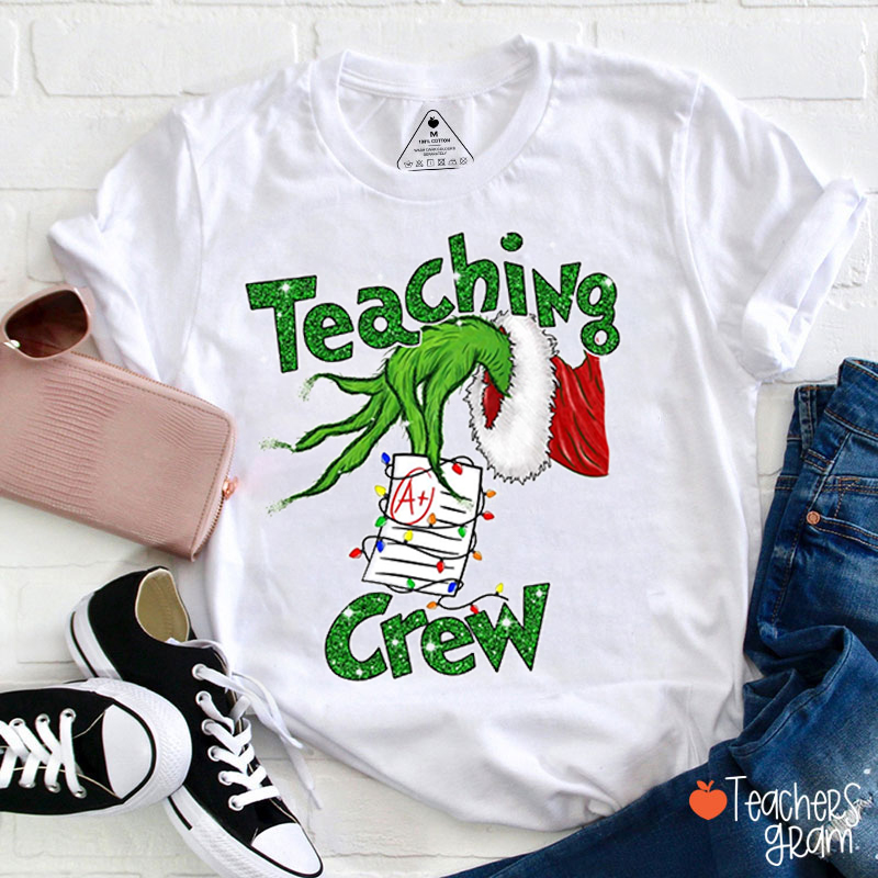 Teaching Crew Christmas Hand Teacher T-Shirt