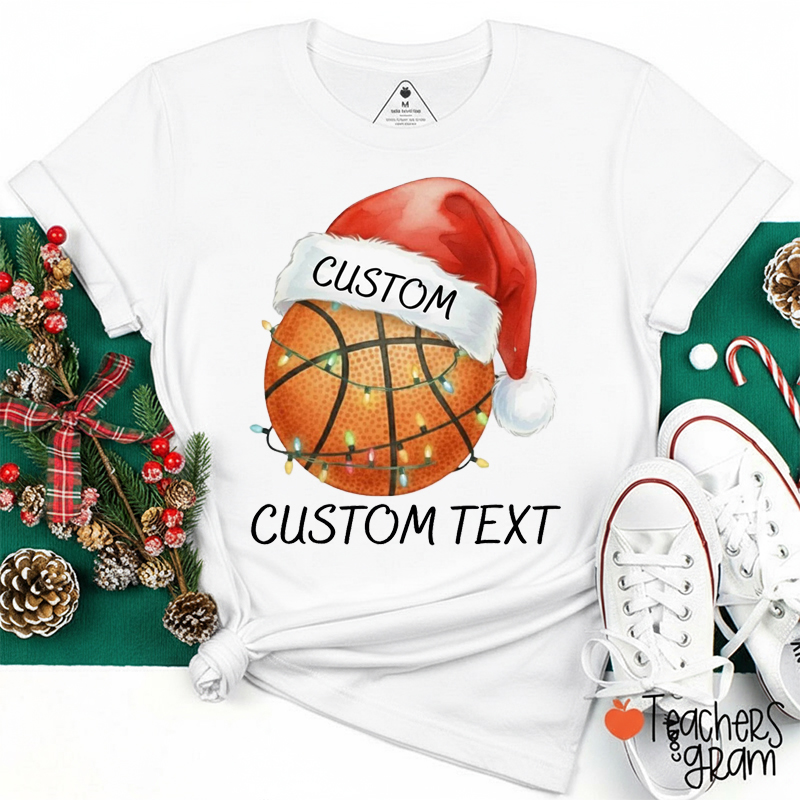Personalized Sport Santa Hat Teacher T-Shirt