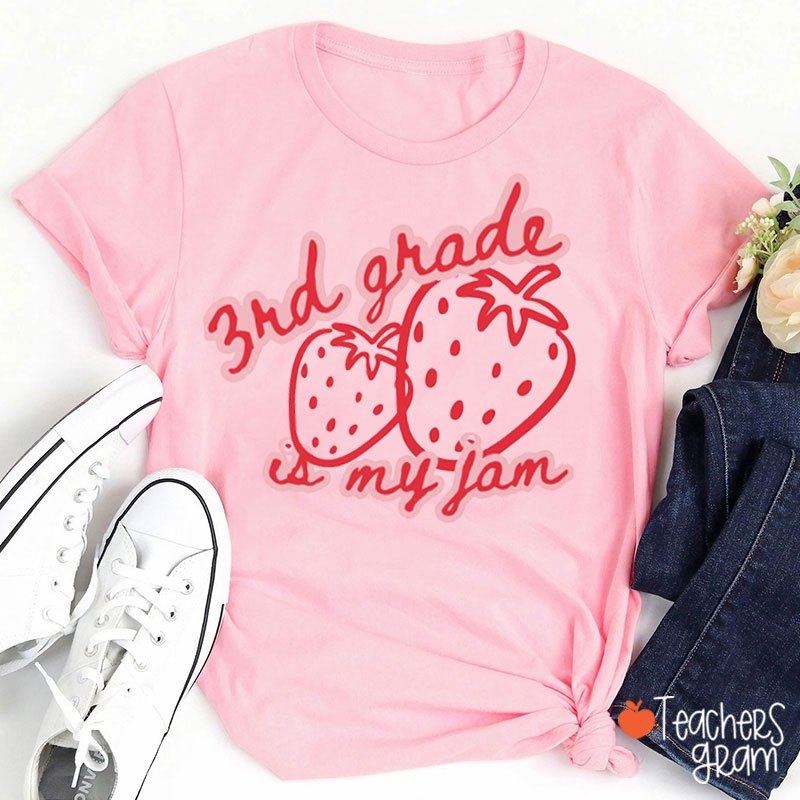 Personalized Strawberry Grade Is My Jam Teacher T-Shirt