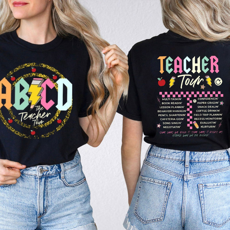 Personalized In My ABCD Teacher Tour Teacher Two Sided T-Shirt